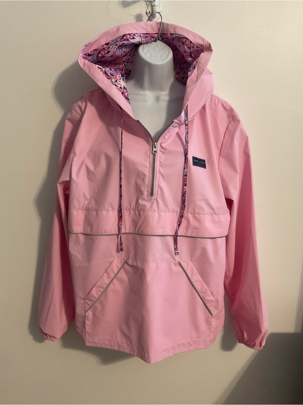 Simply Southern Pink Hooded Anorak Rain Pullover Sz large